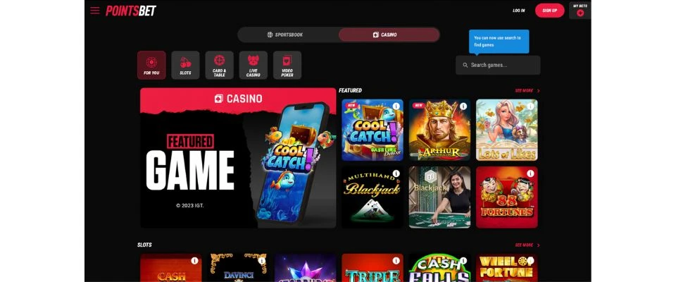 PointsBet Casino Ontario Homepage