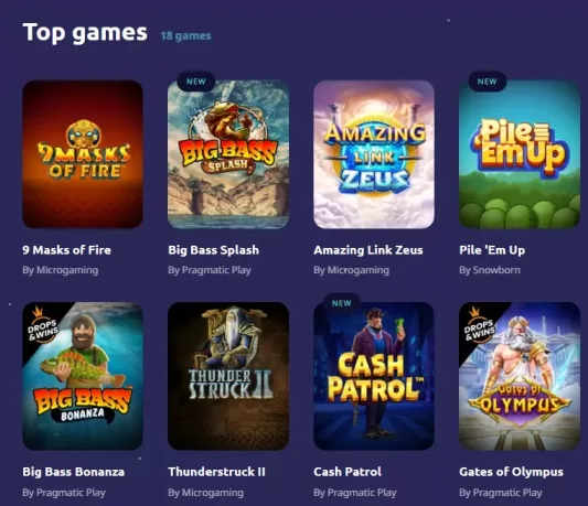 SpinAway casino top games