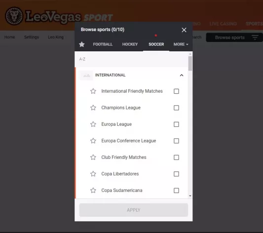 LeoVegas Ontario Soccer Bets