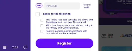 Wildz Casino Sign Up Form Step 3