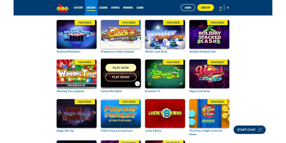 OLG Casino Instant Win Games List