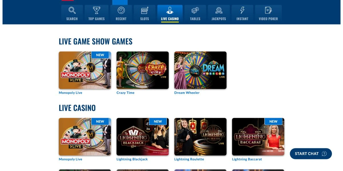 OLG Live Casino Games List