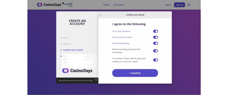 Casino Days Ontario Signup Step 6
