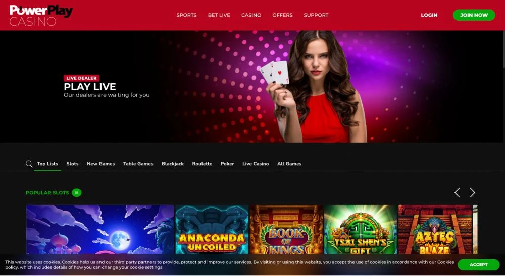 PowerPlay Casino Homepage