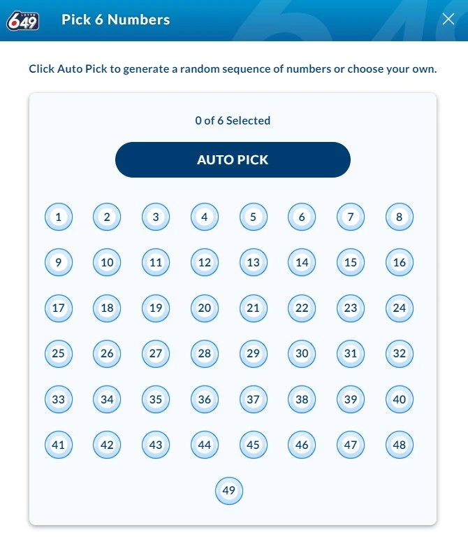 Lotto 649 pick your numbers