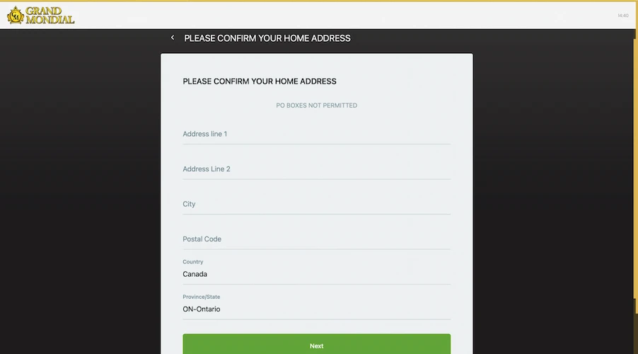 Grand Mondial Casino Sign Up Step 4
