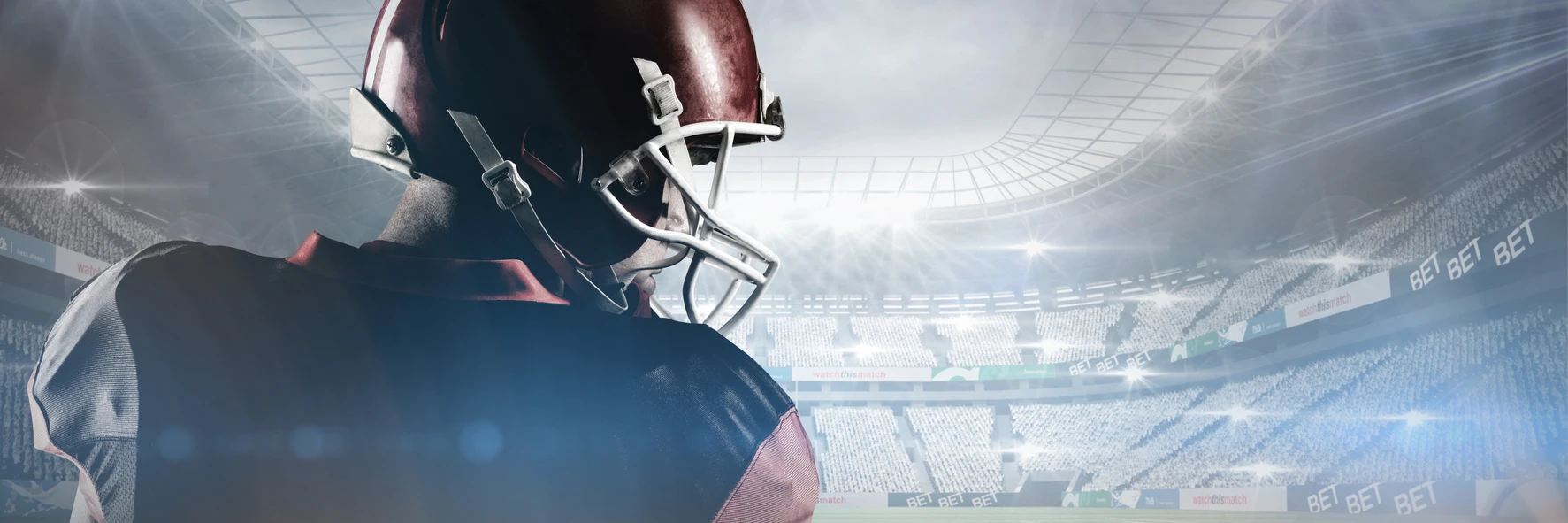 American Football Player in the Stadium