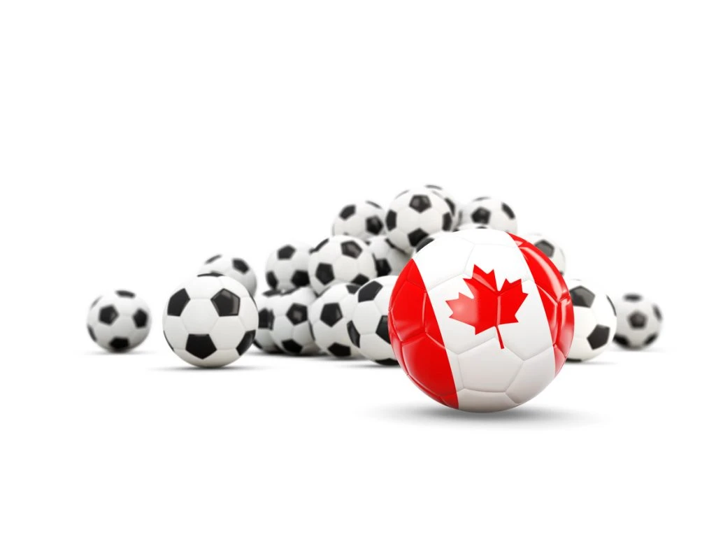 Soccer ball with Canadian flag