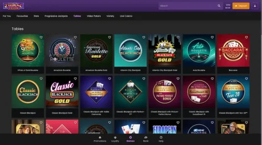 Zodiac Casino Table Games