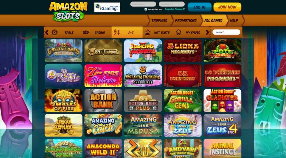 Amazon Slots Game List in Alphabetical Order
