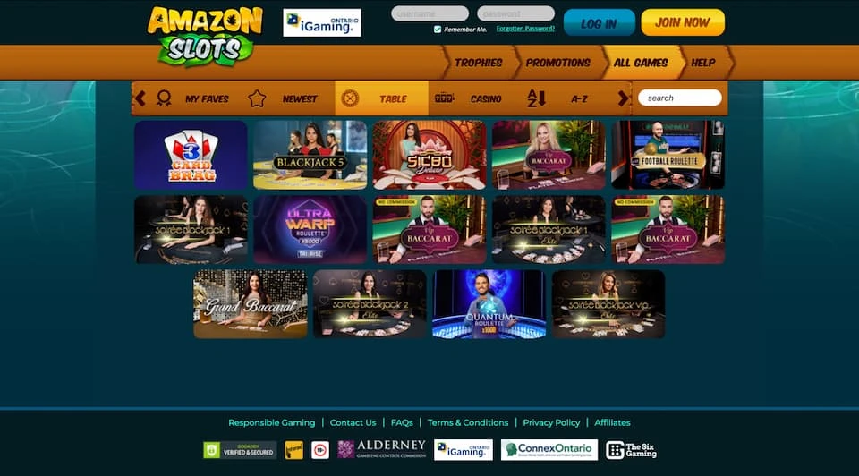 Amazon Slots - List of all casino table games