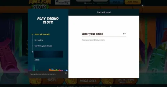 Amazon Slots Ontario Sign Up Step 1