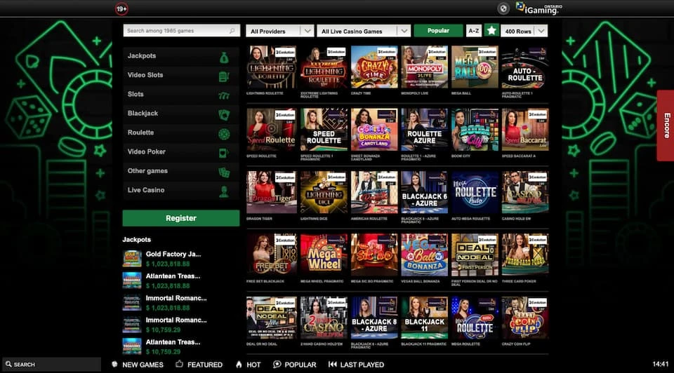 Mr Vegas Live Casino Games