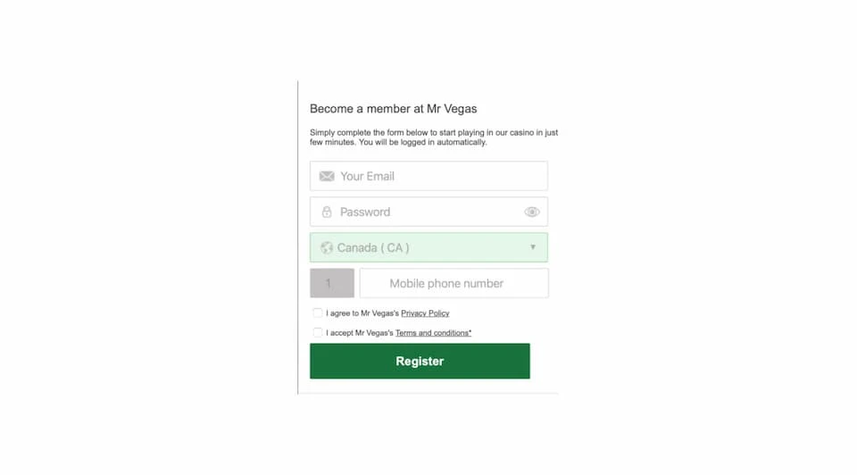 Mr Vegas Casino Signup