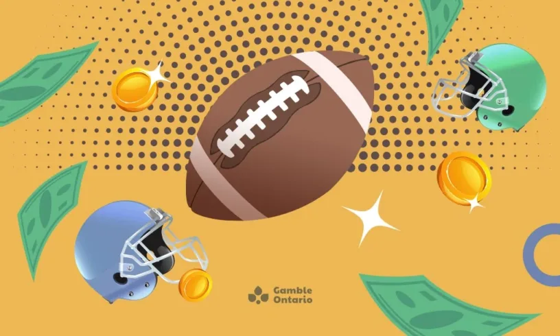 American football helmet and ball on a yellow background