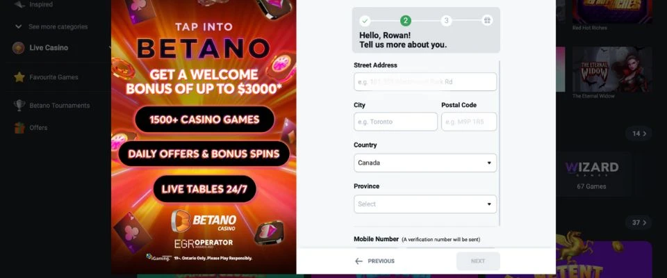 Betano Casino Sign Up Step 3