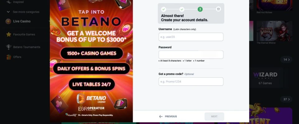 Betano Casino Sign Up Step 4
