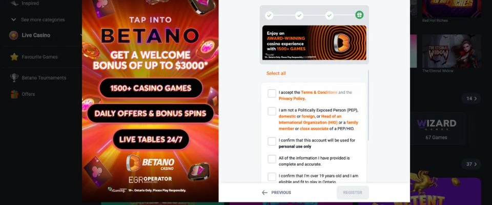 Betano Casino Sign Up Step 5