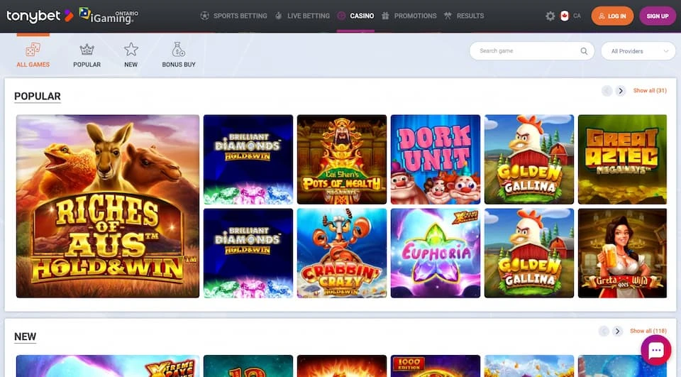 TonyBet Casino Live Games