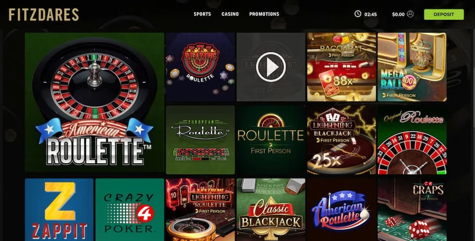 Fitzdares Casino Game Library