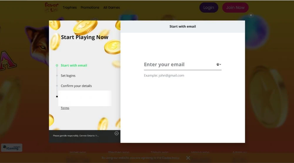 Fever Slots Sign Up Step 2