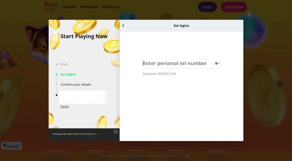 Fever Slots Sign Up Step 3